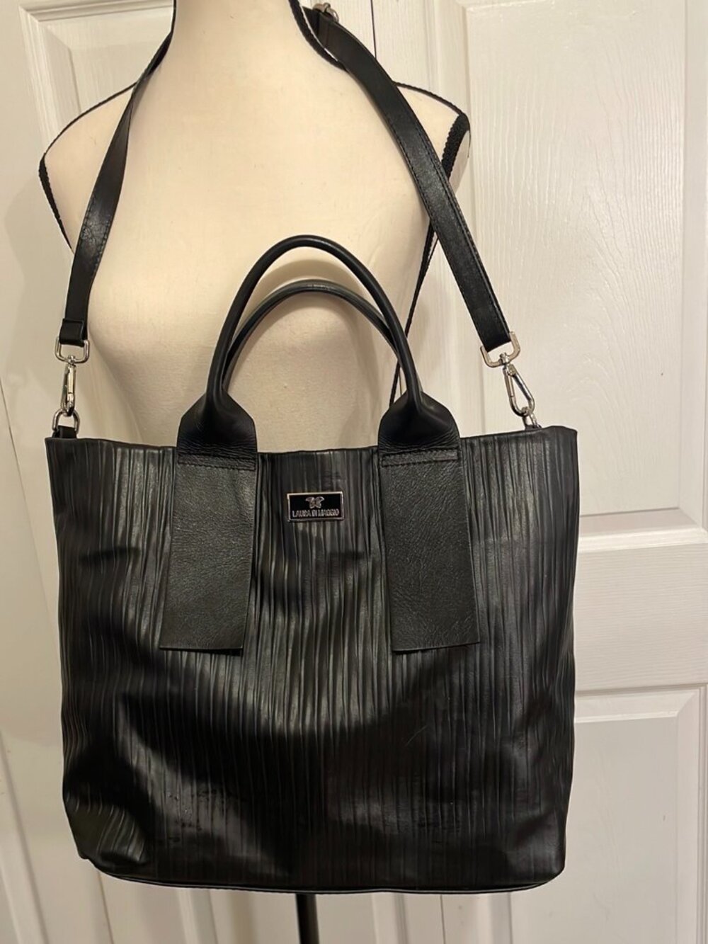 Laura DiMaggio, large satchel, imported, soft, genuine, leather, and dust bag